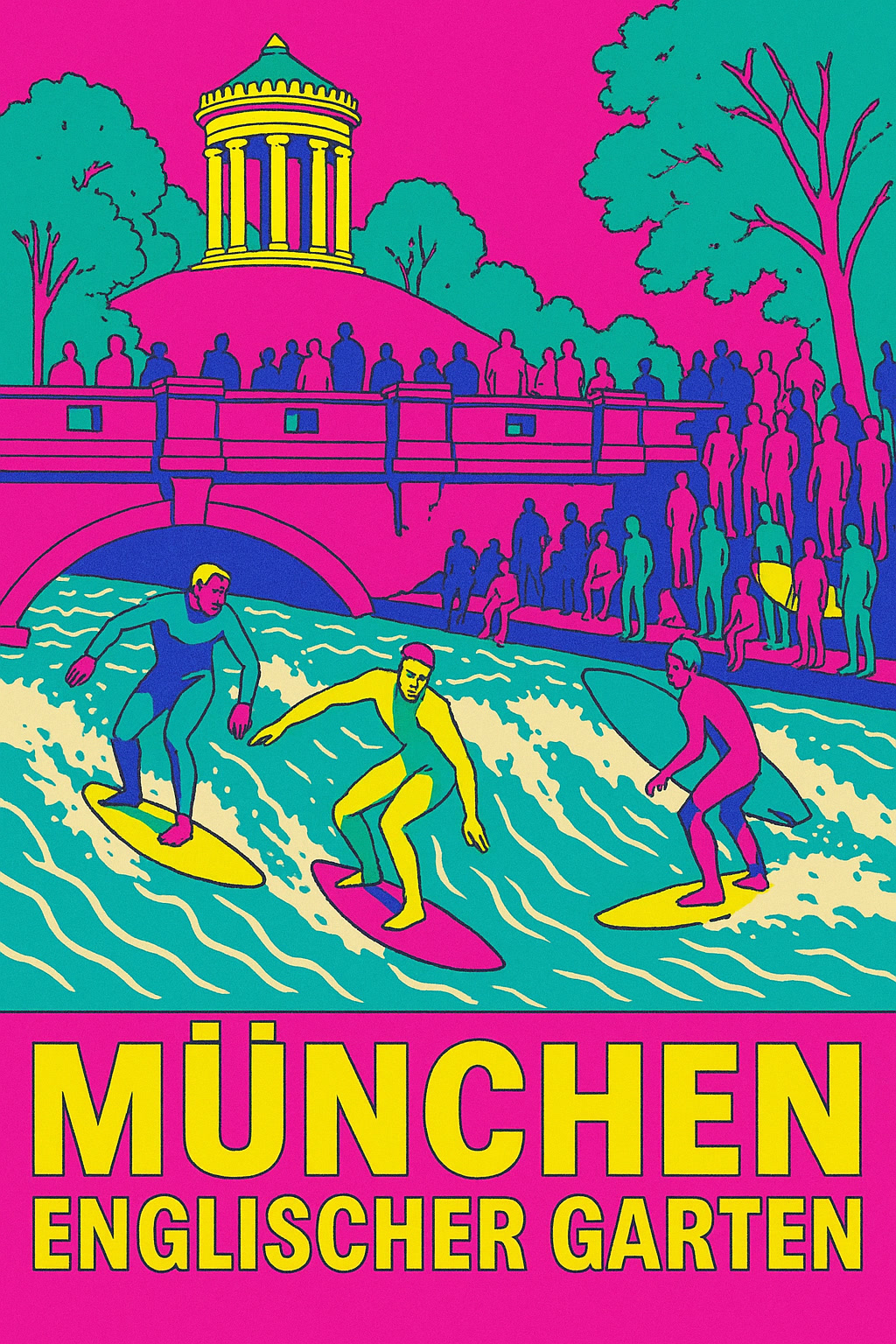 Englischer Garten — Eisbach-Surfer — Im Geiste Warhols